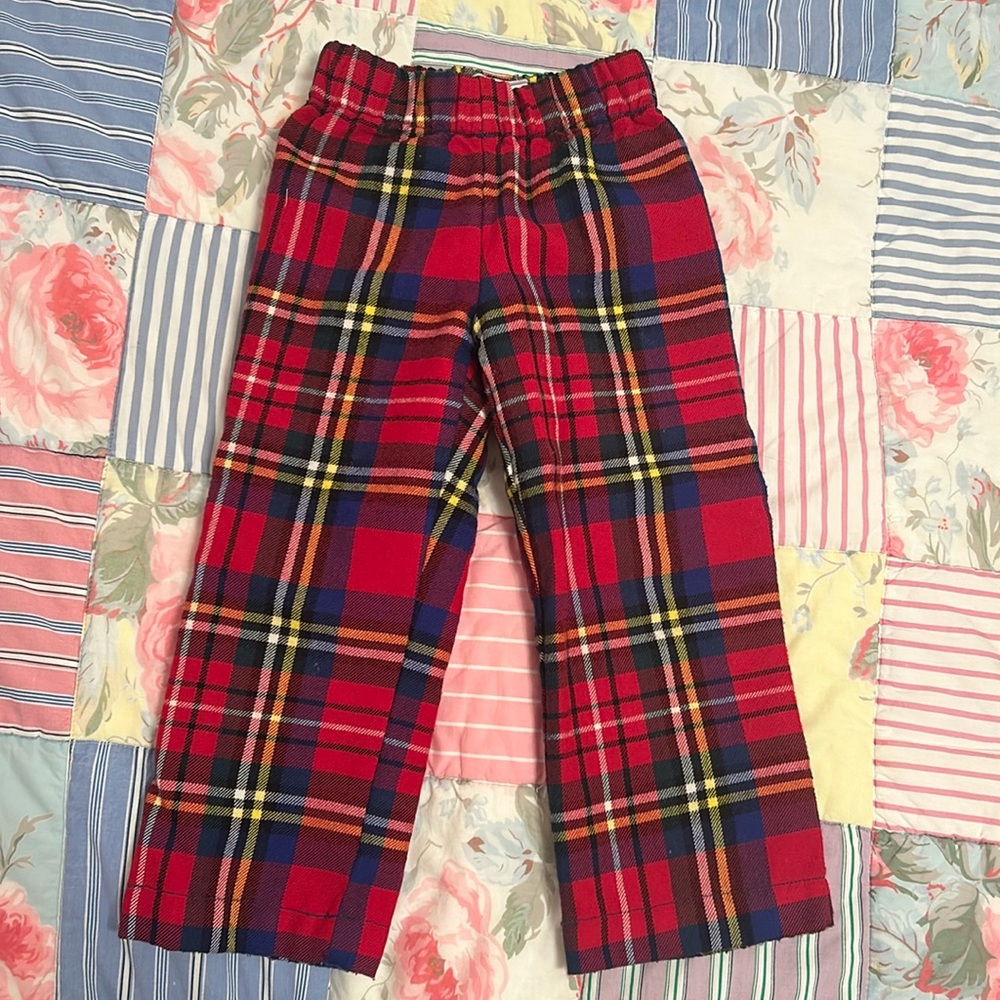 Classic Prep Childrenswear Holiday Red Plaid Wool Pants size 2T